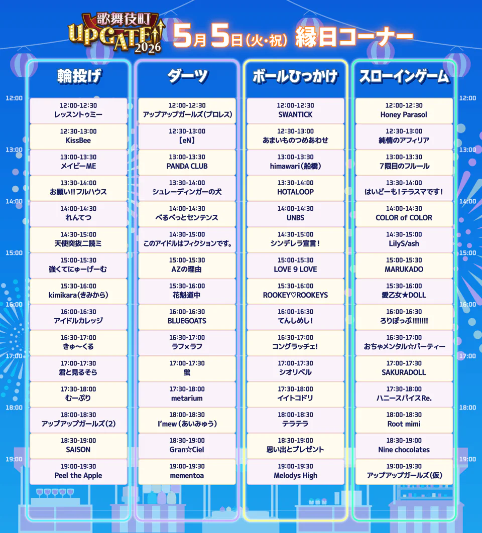 5/5縁日コーナータイムテーブル